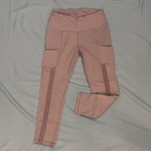 Pink High-Waisted Leggings with Side Pockets